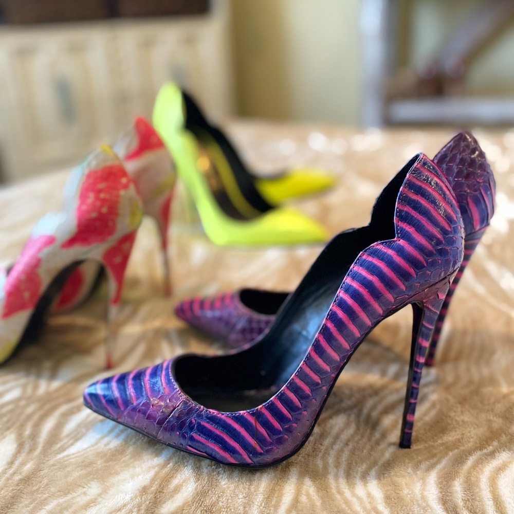Purple/ pink snakeskin texture | leather upper | 5 inch stiletto
